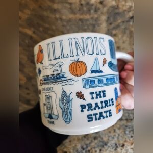 Starbucks Illinois Ceramic Mug in Blue & Orange Illustrations